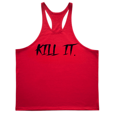 red Men's KILL IT Bodybuilding Stringer Tank Tops