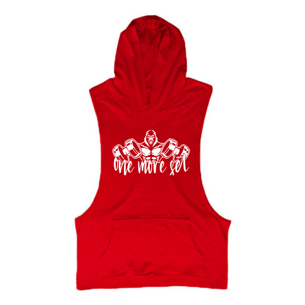 red Men's ONE MORE GET Graphic Hoodie Tank Tops