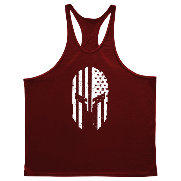 wine red Men's Spartan Workout Stringer Tank Tops