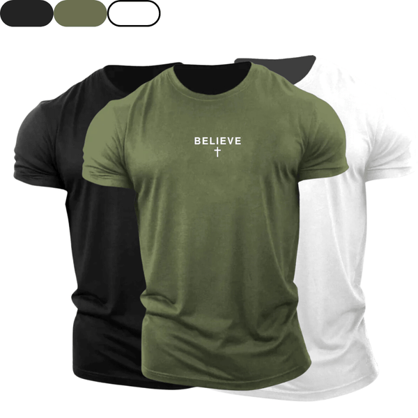 3 Pack BELIEVE Cross Cotton Tees