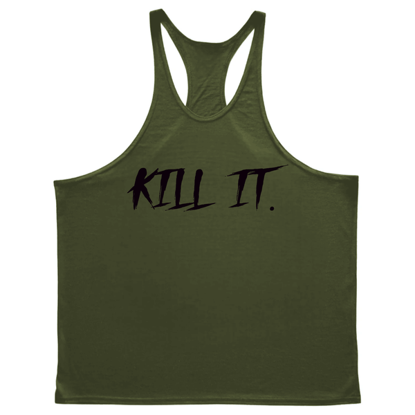 navy green Men's KILL IT Bodybuilding Stringer Tank Tops