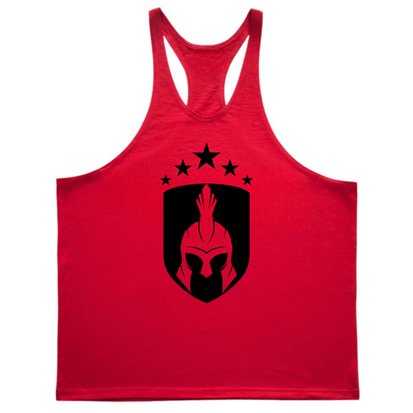 RED Men's SPARTAN Gym Graphic Stringer Tank Tops
