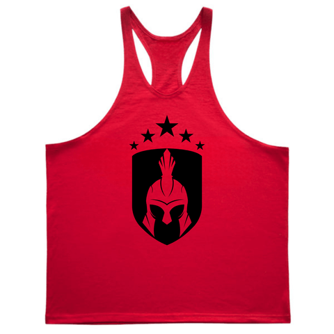 RED Men's SPARTAN Gym Graphic Stringer Tank Tops