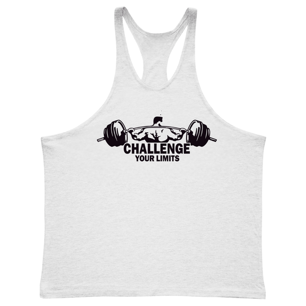 CHALLENGE YOUR LIMITS Graphic Stringer Tank Tops