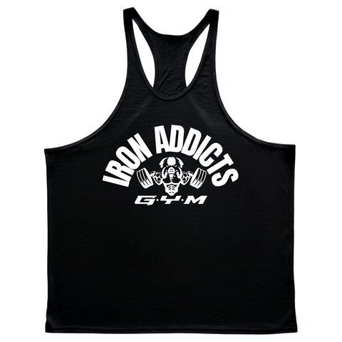 black IRON ADDICT Workout GYM Tank Top