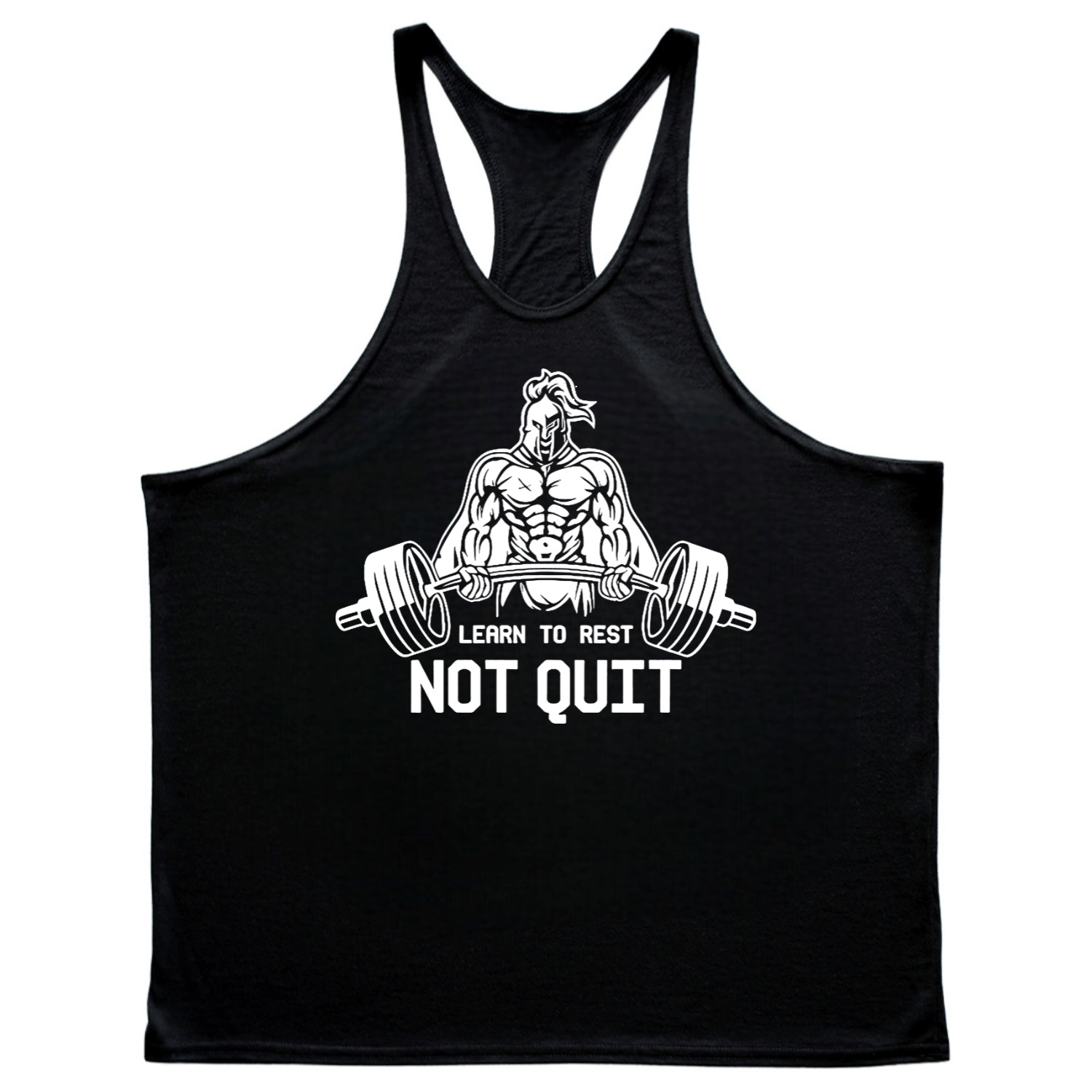 black Learn to Reset, NOT QUIT Graphic Stringer Tank Tops