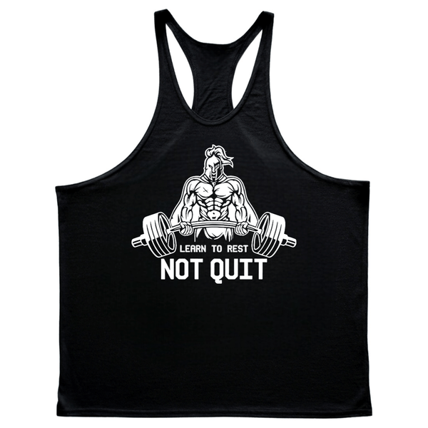 black Learn to Reset, NOT QUIT Graphic Stringer Tank Tops