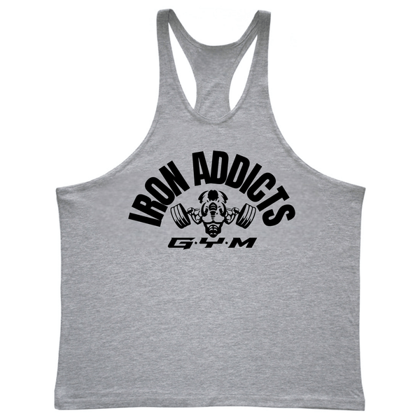 grey IRON ADDICT Workout GYM Tank Top