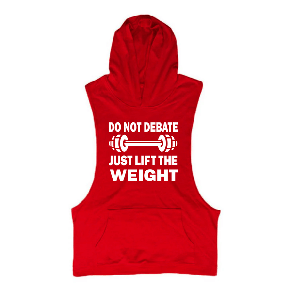 red Men's DO NOT DEBATE Graphic Hooded Tank Tops