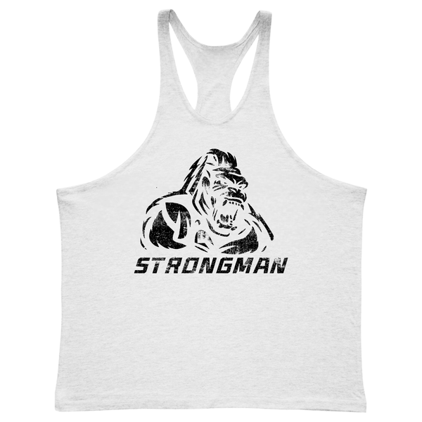 white Men's STRONGMAN Workout Stringer Tank Tops