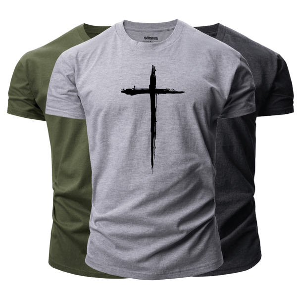 3 Pack Men's Christian Cross Graphic T-Shirt