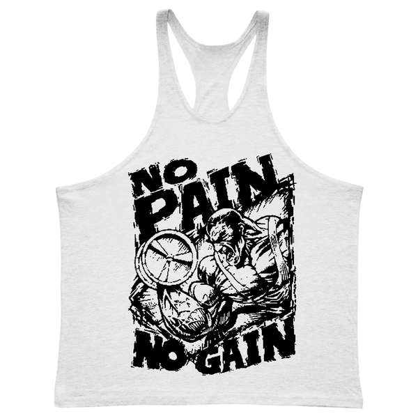 white NO PAIN NO GAIN Workout Tank Tops for Men