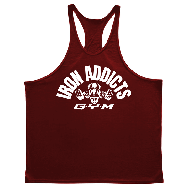 wine red IRON ADDICT Workout GYM Tank Top