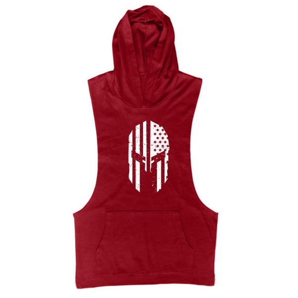 wine red Men's Spartan Hooded Tank Tops