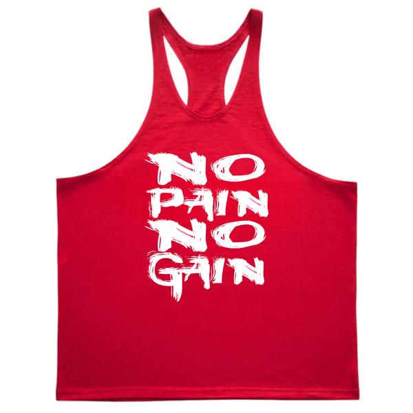 red NO PAIN NO GAIN Workout Tank Tops