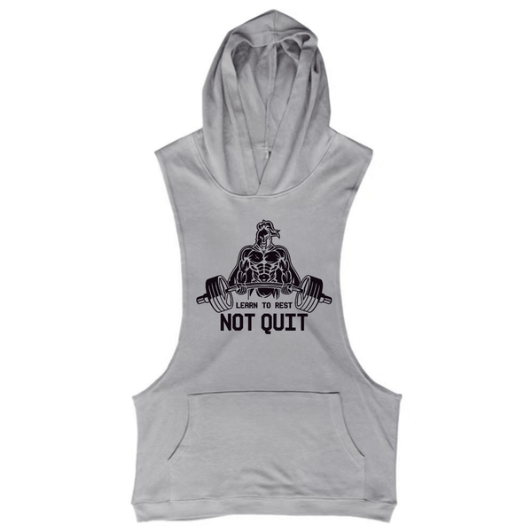 sport grey Men's LEARN TO REST, NOT QUIT Graphic Hoodie Tank Tops