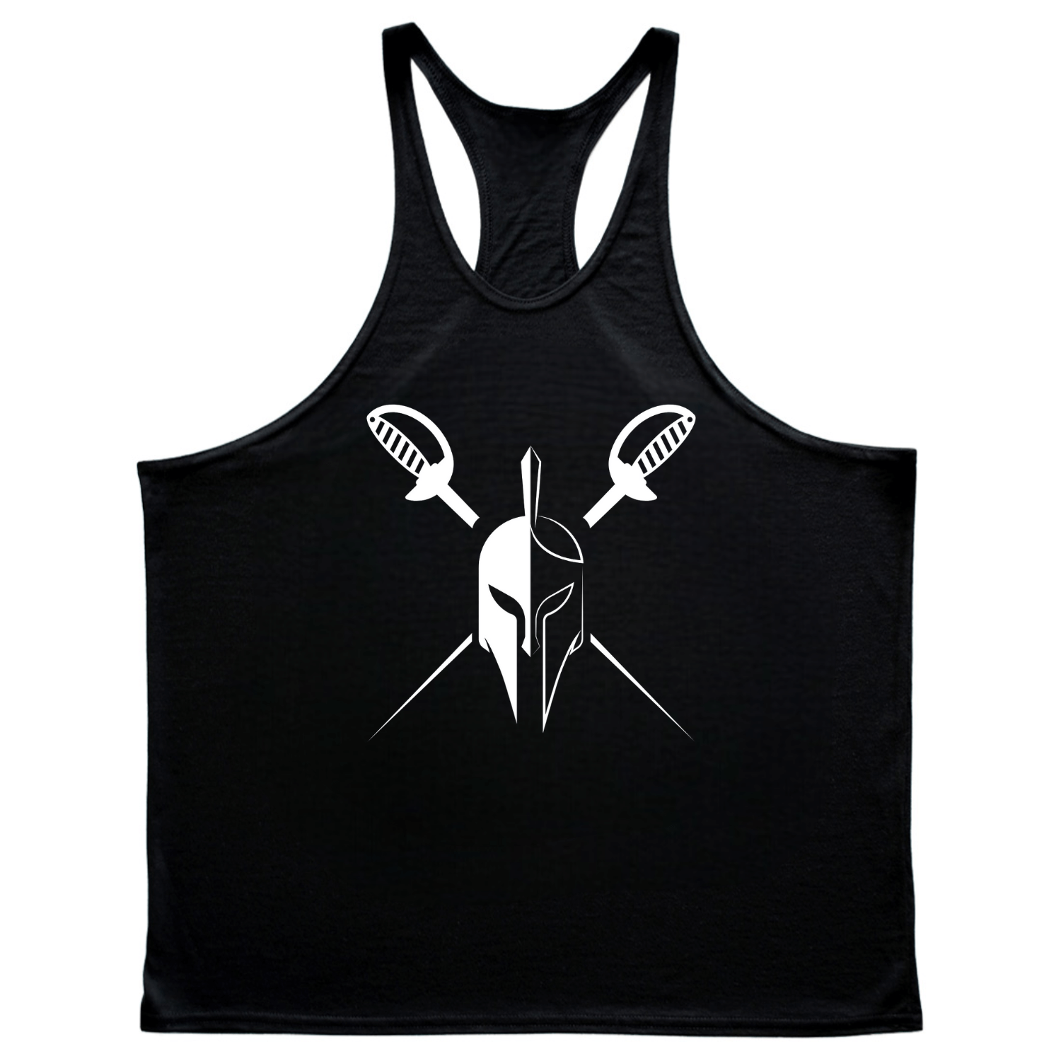 BLACK Men's SPARTAN Gym Graphic Stringer Tank Tops