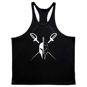 BLACK Men's SPARTAN Gym Graphic Stringer Tank Tops
