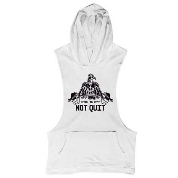 white Men's LEARN TO REST, NOT QUIT Graphic Hoodie Tank Tops