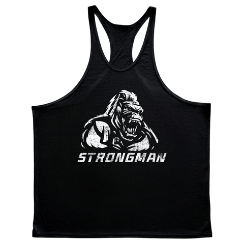 black Men's STRONGMAN Workout Stringer Tank Tops