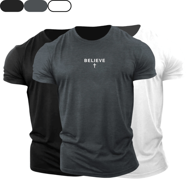 3 Pack BELIEVE Cross Cotton Tees