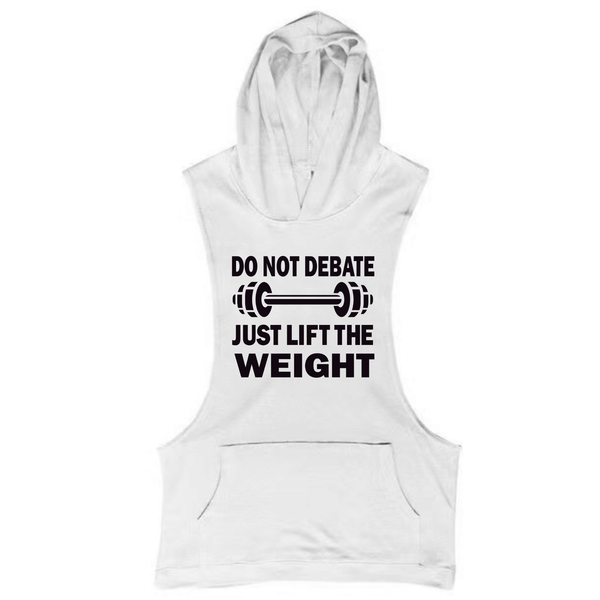 white Men's DO NOT DEBATE Graphic Hooded Tank Tops