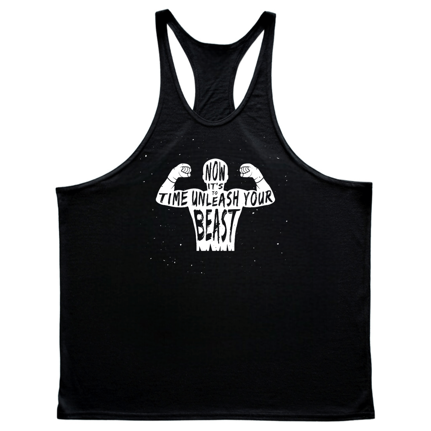 black BEAST MODE Graphic Stringer Tank Tops for Working out