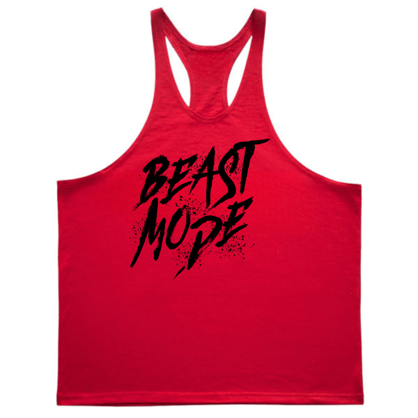 BEAST MODE Graphic GYM Stringer Tank Tops