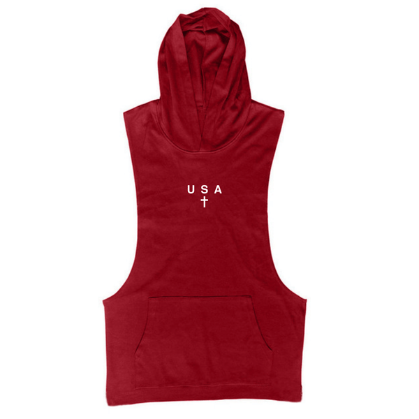 Men's USA CROSS Workout Hooded Tank Tops