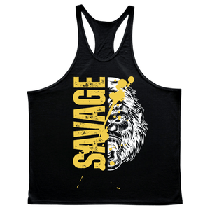 BLACK Men's BEAST Gym Stringer Tank Tops