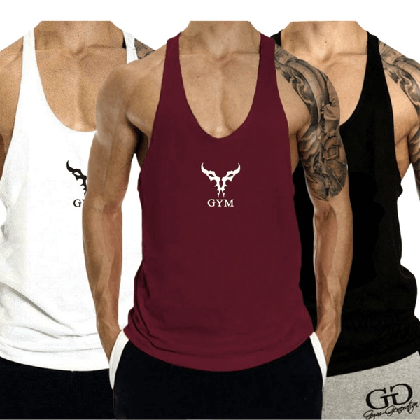 3 PACK Men's GYM Graphic Fitness Tank Tops