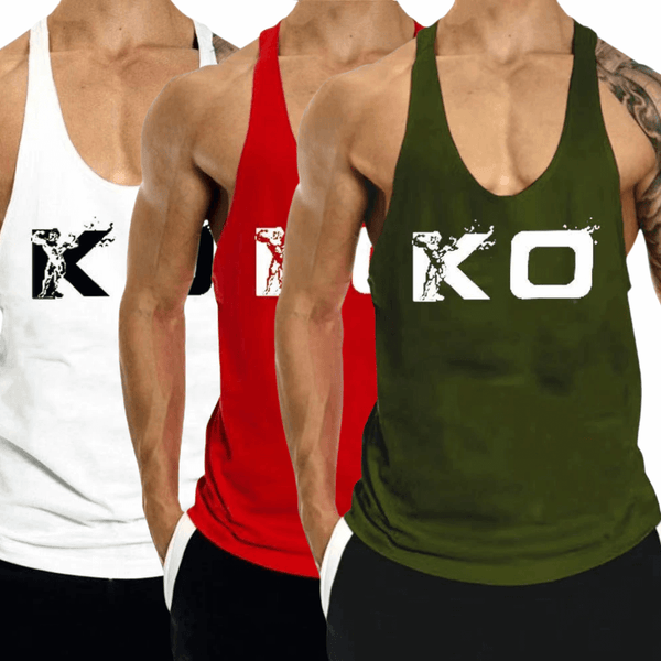 3 PACK KO Printed Weight Lift Tank Top for Men
