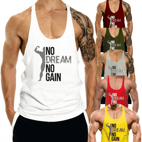 NO DREAM NO GAIN Printed Tank Tops for Men