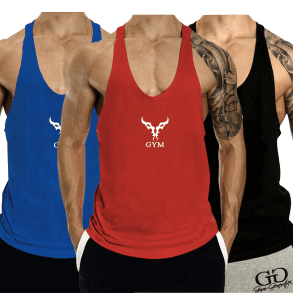 3 PACK Men's GYM Graphic Fitness Tank Tops