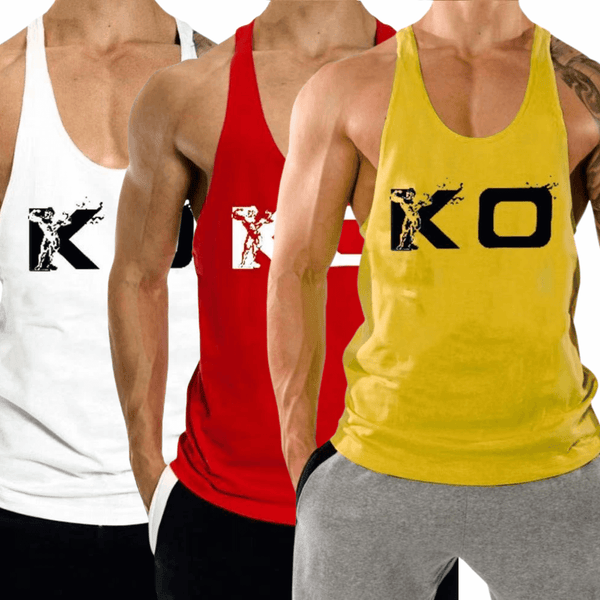 3 PACK KO Printed Weight Lift Tank Top for Men