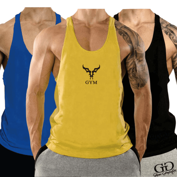 3 PACK Men's GYM Graphic Fitness Tank Tops