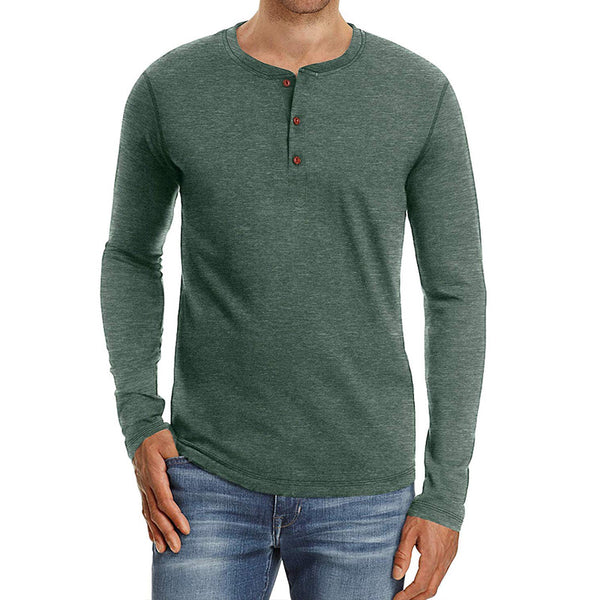 Men's Solid Color Long-Sleeved T-Shirt