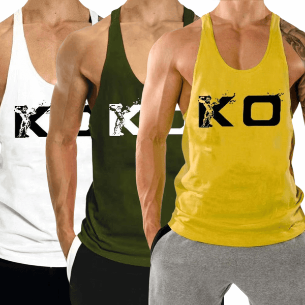 3 PACK KO Printed Weight Lift Tank Top for Men