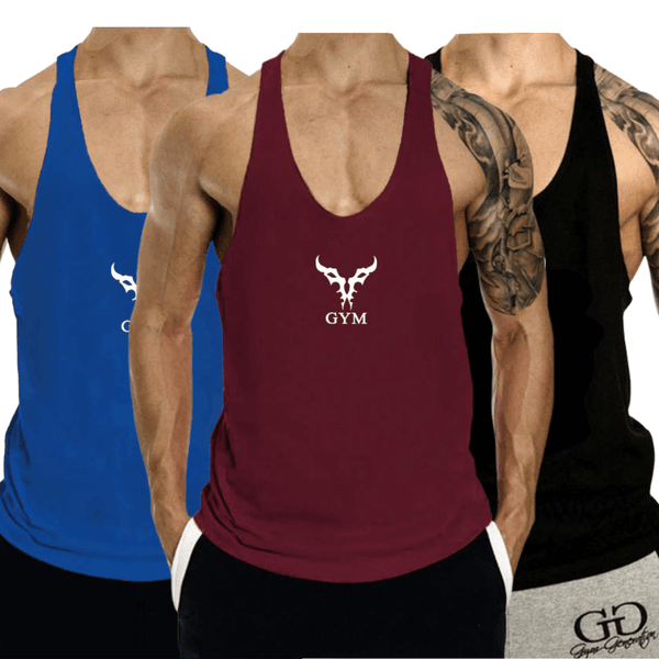 3 PACK Men's GYM Graphic Fitness Tank Tops