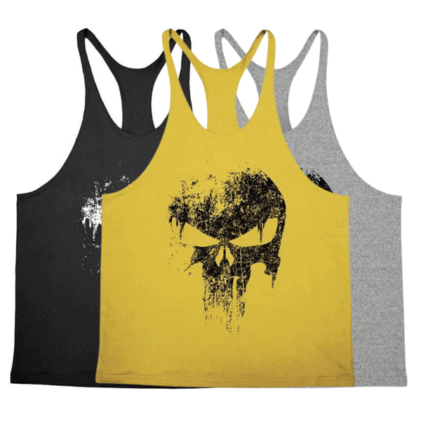 3 PACK Skull Workout Stringer Tank Tops