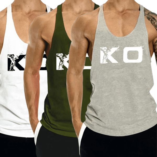 3 PACK KO Printed Weight Lift Tank Top for Men