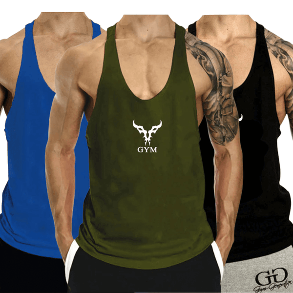 3 PACK Men's GYM Graphic Fitness Tank Tops