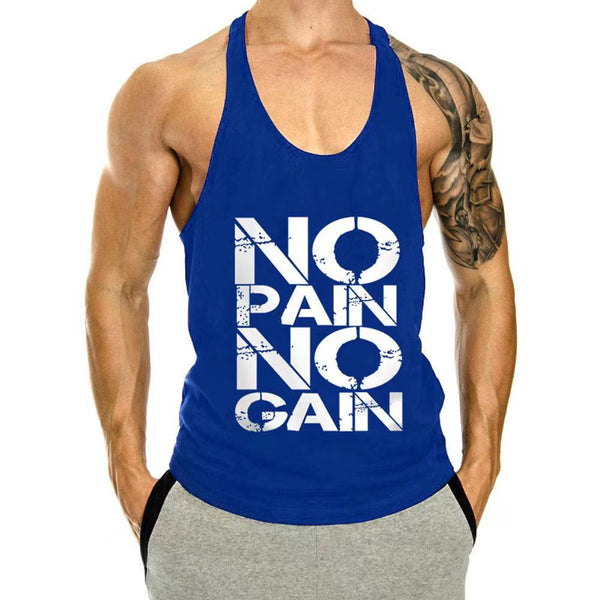 No Pain No Gain Printed Fitness Tank Tops for Men
