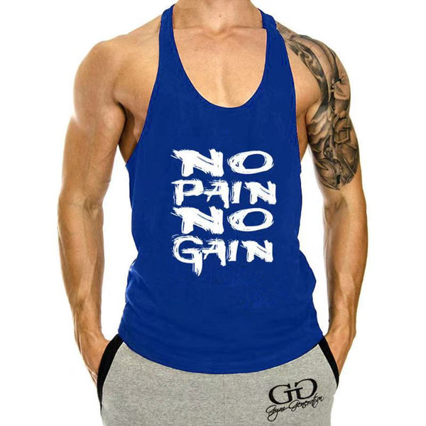 NO PAIN NO GAIN Printed Workout Tank Tops