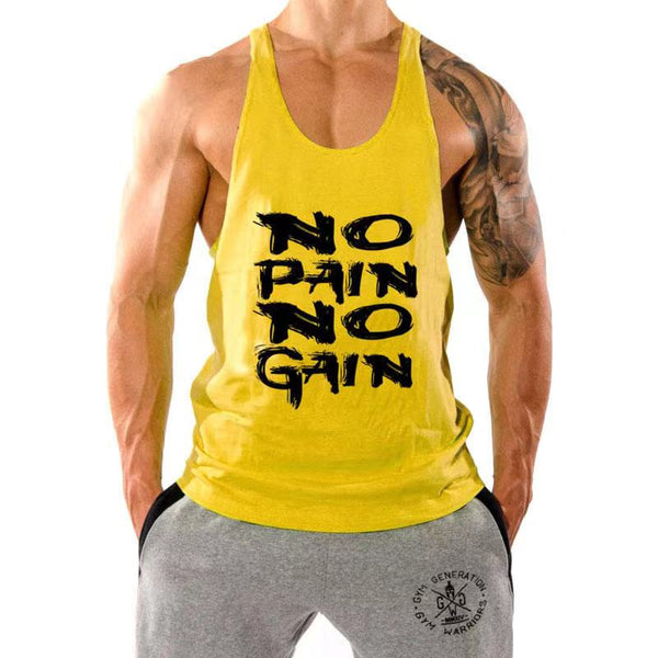 NO PAIN NO GAIN Printed Workout Tank Tops