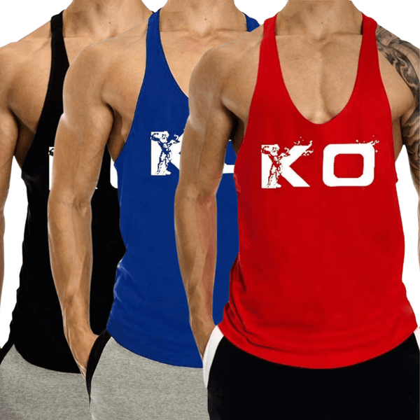 3 PACK KO Printed Weight Lift Tank Top for Men