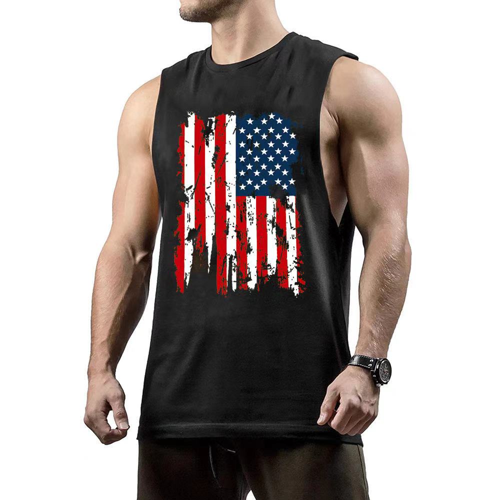 Fashion US Flag Graphic Fitness Athletic Tank Tops
