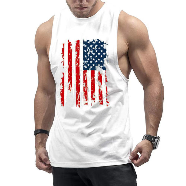 Fashion US Flag Graphic Fitness Athletic Tank Tops