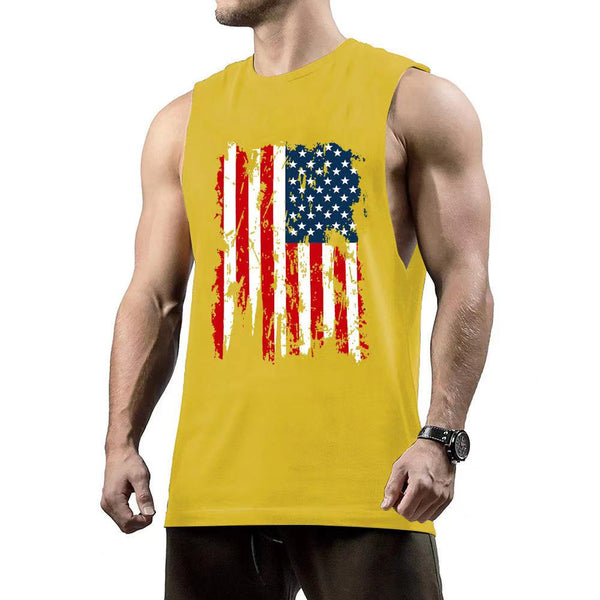 Fashion US Flag Graphic Fitness Athletic Tank Tops