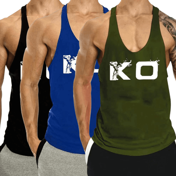 3 PACK KO Printed Weight Lift Tank Top for Men
